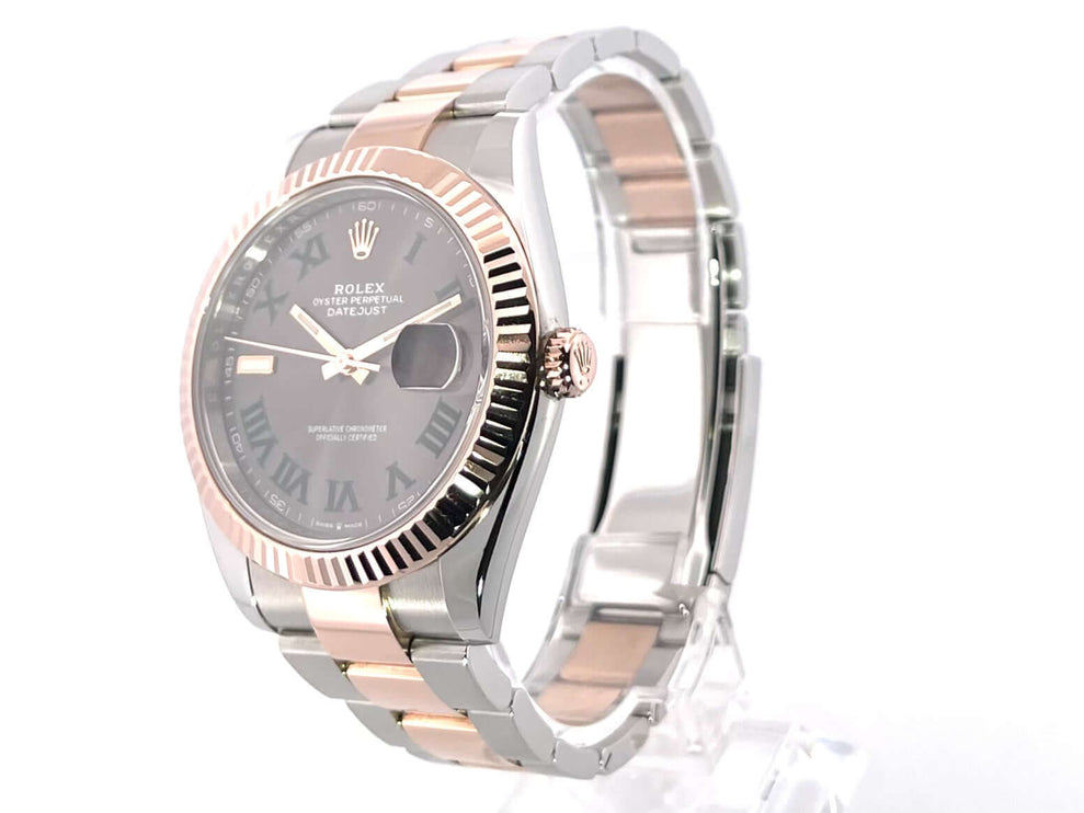 Rolex Datejust 41 Edelstahl Everose-Gold Ref. 126331 mit Schiefergrauem Zifferblatt und Oyster-Armband, poliert und satiniert