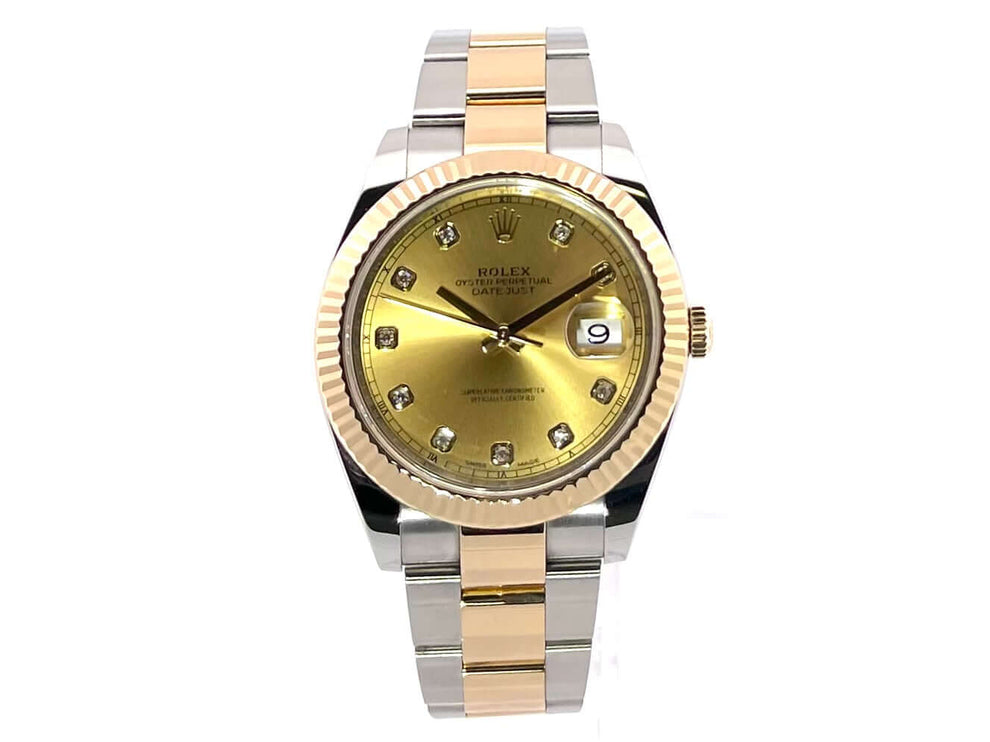 Rolex Datejust 41 Edelstahl Gelbgold 126333 Champagner Diamant, Oyster-Band, 2018 Modell, Edelstahl- und Gelbgold-Gehäuse, 41 mm, Diamantzifferblatt