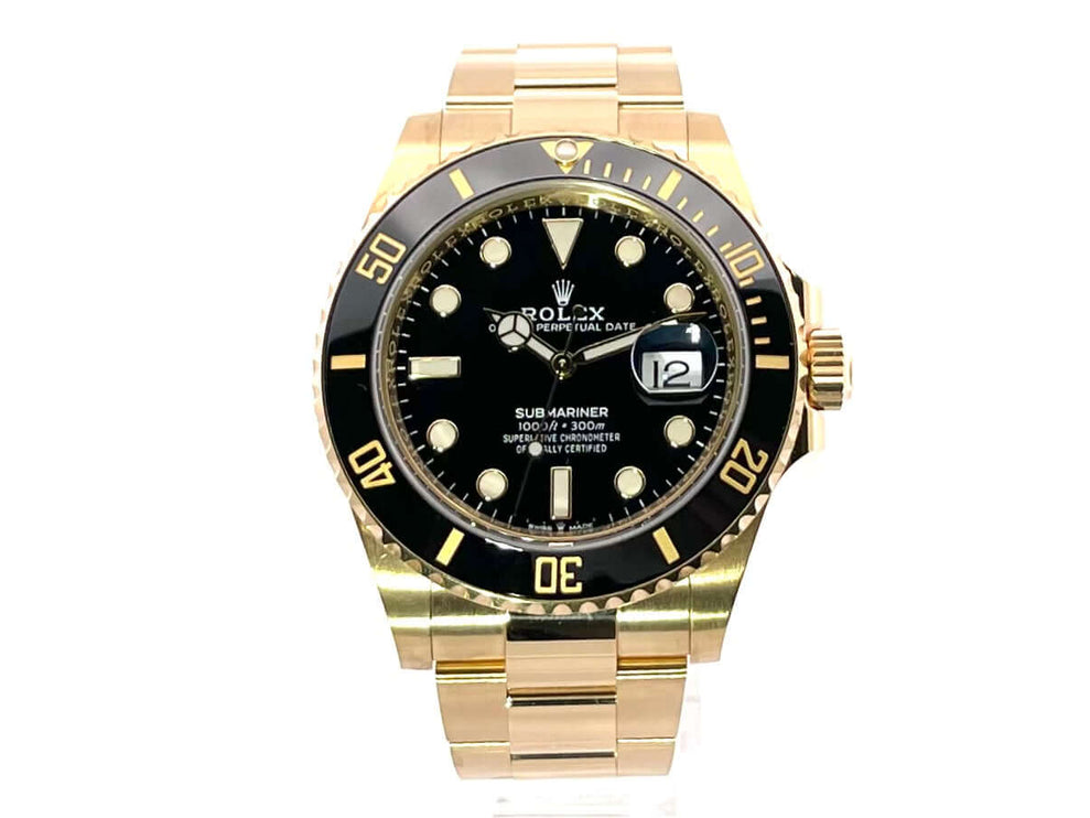 Rolex Submariner Date 41 Gelbgold Ref. 126618LN, 18 Karat Gelbgold Gehäuse und Armband, schwarzes Zifferblatt, Keramik Lünette, 2021 Modell.