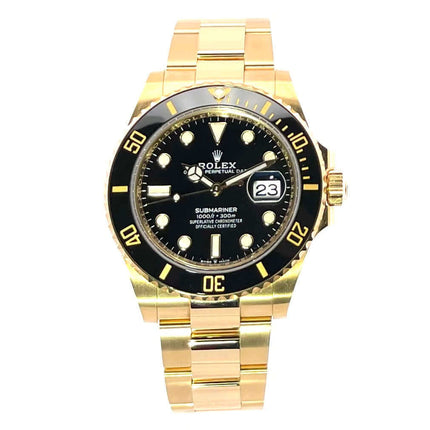 Rolex Submariner Date 41 Gelbgold Ref. 126618LN, 18 Karat Gelbgold, schwarzes Zifferblatt, Schließe und Lünette, 2022, 41 mm Gehäuse.