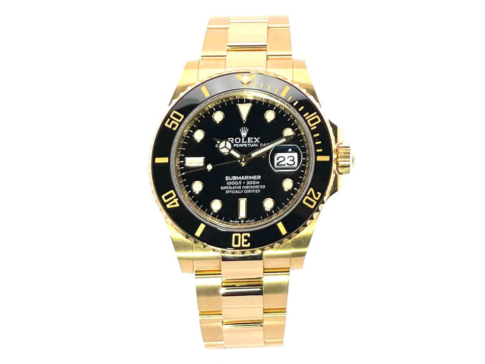 Rolex Submariner Date 41 Gelbgold Ref. 126618LN, 18 Karat Gelbgold, schwarzes Zifferblatt, Schließe und Lünette, 2022, 41 mm Gehäuse.