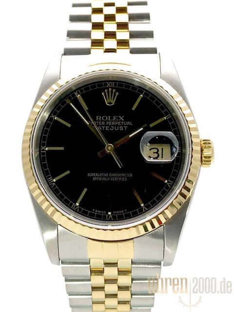 Rolex Datejust 36 Ref. 16233 Schwarz Jubile-Band LC100 aus 1991 – Uhren2000