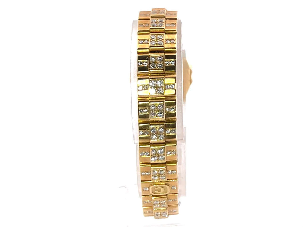 Armband der Chopard St. Moritz Gelbgold 25-4643 Uhr mit Diamanten besetzt, poliertes 18 k Gelbgold, seitliche Ansicht.