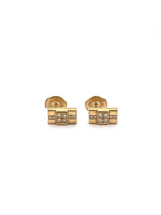 Ohrstecker aus Gelbgold mit Diamanten, umgewandelt aus Gliedern der Chopard St. Moritz Gelbgolduhr, luxuriöses Schmuckdesign.