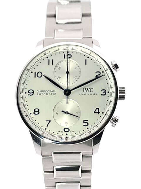 IWC Portugieser Chronograph IW371617 silbernes Zifferblatt, Edelstahlgehäuse und -band