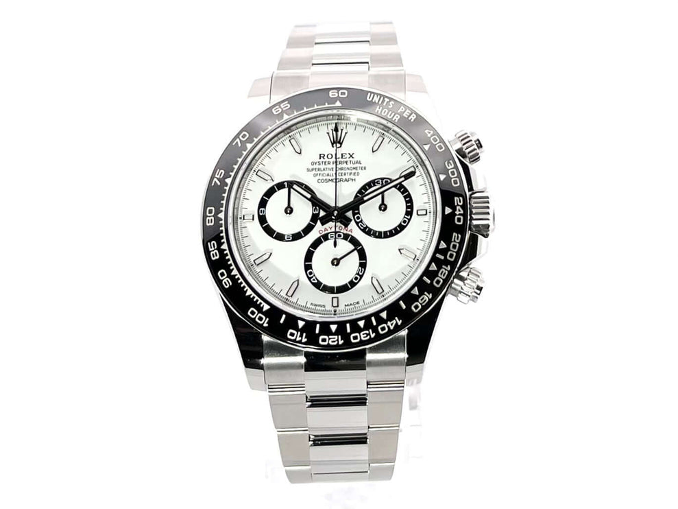 Rolex Daytona Edelstahl 126500LN in Weiß mit Keramik-Lünette, Tachymeterskala und Oyster Edelstahl Armband