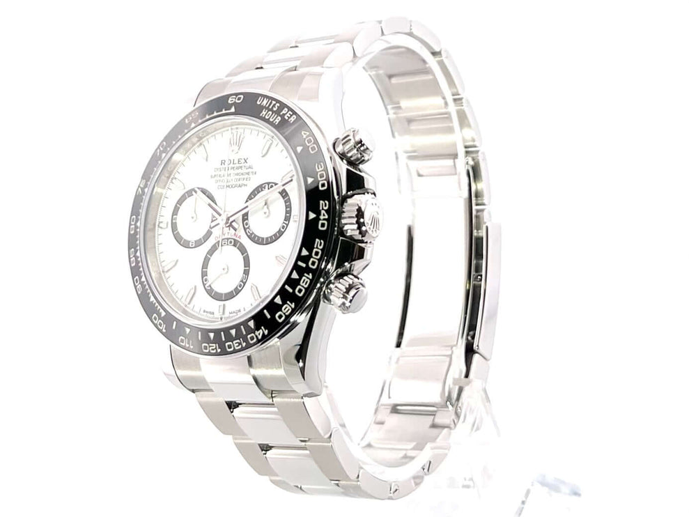 Rolex Daytona Edelstahl 126500LN Weiß mit poliertem und satiniertem Edelstahlgehäuse, Keramiklünette und Oyster-Armband