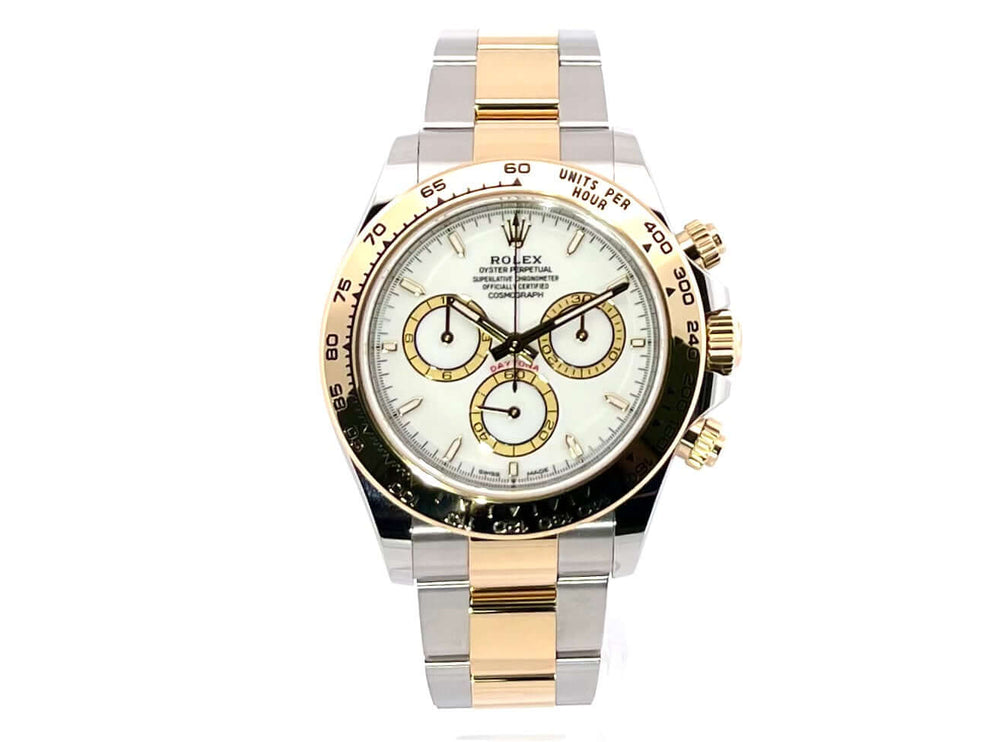 Rolex Daytona Edelstahl Gelbgold 126503 Weiß mit 18 kt Gelbgold-Lünette und weißem Zifferblatt, Automatik-Uhrwerk, Oyster Armband