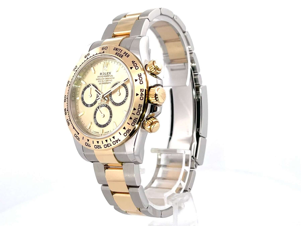 Rolex Daytona Edelstahl / Gelbgold 126503 Champagner Zifferblatt, poliertes 40 mm Edelstahlgehäuse, 18 kt Gelbgold Lünette, Oyster-Armband