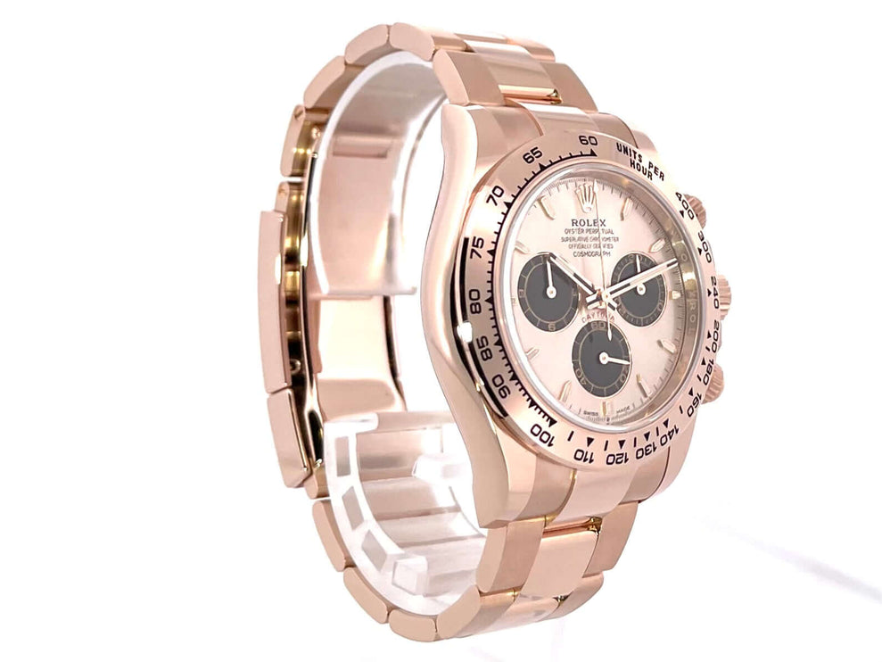 Rolex Cosmograph Daytona 126505 Everose-Gold Sundust mit poliertem 18 kt Everose-Goldgehäuse und Armband, Tachymeter-Lünette, Sundust-Zifferblatt