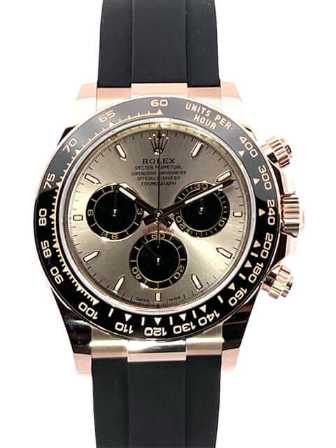 Rolex Cosmograph Daytona 18 kt Everose-Gold mit Sundust Zifferblatt und schwarzem Oysterflex-Armband Ref. 126515LN