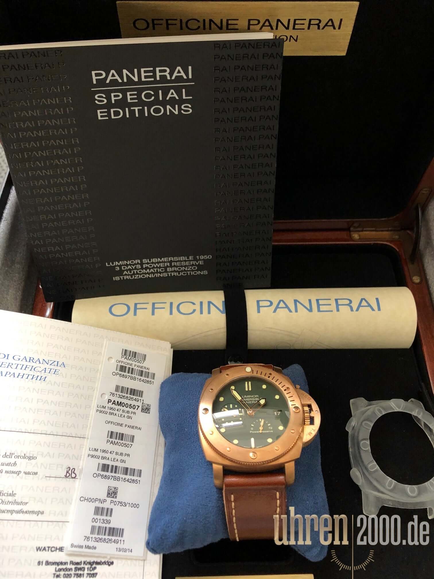 Panerai Luminor Submersible 1950 3 Days Power Reserve Automatic Bronzo 47 Ref. PAM00507 Uhren2000