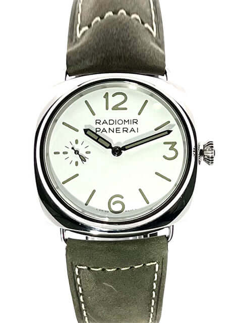 Panerai Radiomir Officine PAM01384 Uhr mit khakifarbenem Lederarmband und weißem Zifferblatt