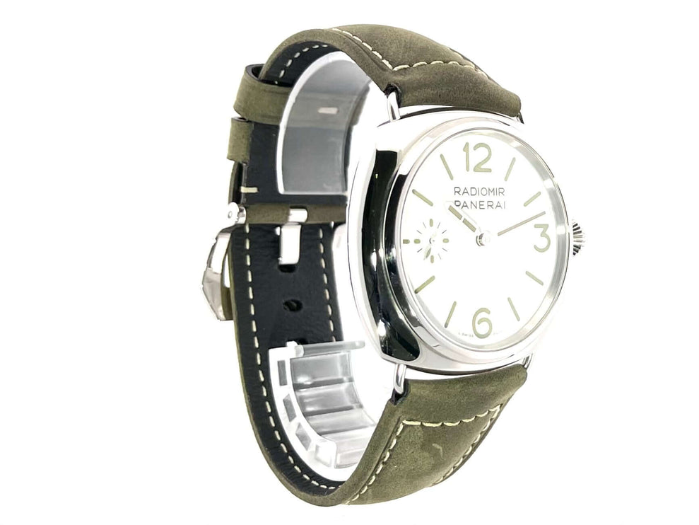 Panerai Radiomir Officine PAM01384 mit khakifarbenem Lederarmband und weißem Zifferblatt