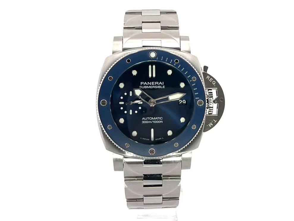 Panerai Luminor Submersible Blu Notte PAM02068 Uhr mit blauem Zifferblatt und Edelstahlarmband