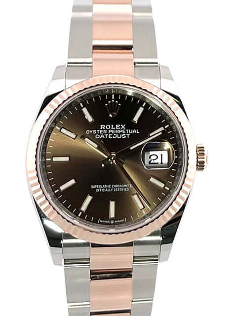 Rolex Datejust 36 Ref. 126231 Choco, Edelstahl und Everose-Gold, braunes Zifferblatt, roségoldene Indizes und Zeiger, Automatikwerk.