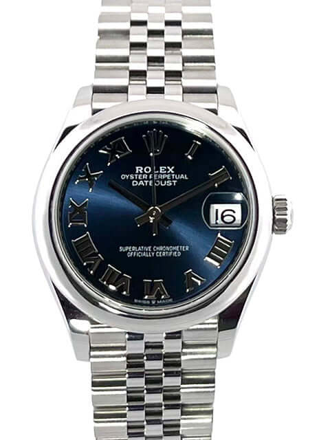 Rolex Datejust 31 Oystersteel 278240 Blau Römisch Jubile-Band Uhr mit blauem Zifferblatt und Edelstahlarmband