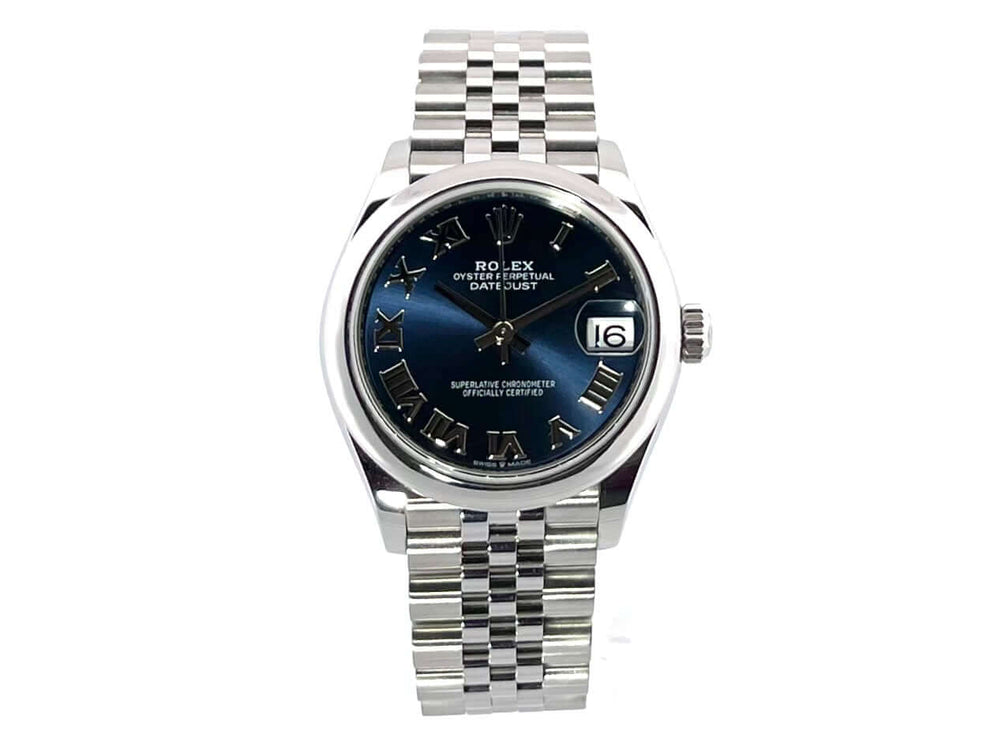 Rolex Datejust 31 Oystersteel 278240 mit blauem Zifferblatt und römischen Ziffern, Edelstahlgehäuse und Jubile-Band, automatischer Chronometer